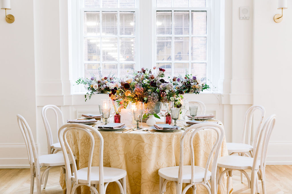 Wedding tablescape with flowers
