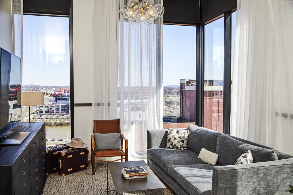 Noelle hotel suite with view of Nashville